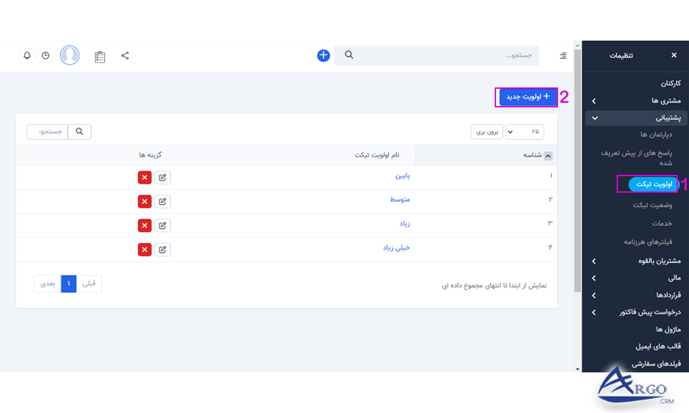 پشتیبانی و پایگاه دانش در نرم افزار آرگو CRM: آموزش پشتیبانی و پایگاه دانش در نرم افزار آرگو CRM: